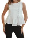 Beige Botany Layla Ruffle Top In White In White
