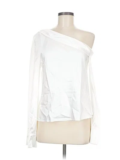 Pre-owned Beige Botany Long Sleeve Blouse In White