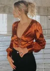 Beige Botany Lotus Top In Rust