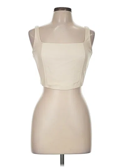 Pre-owned Beige Botany Sleeveless Top Ivory Square Neckline Tops In White