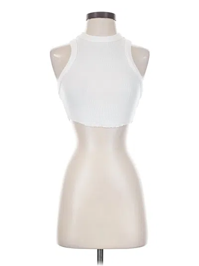Pre-owned Beige Botany Tank Top White Halter Neckline Tops