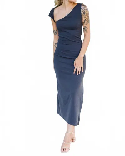 Beige Botany The Final Cut Midi Dress In Charcoal In Blue