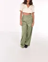 Beige Botany Tie Pants In Olive In Green