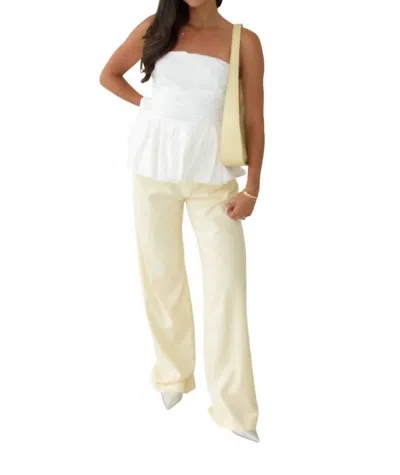Beige Botany Wide Leg Trouser In Pale Yellow