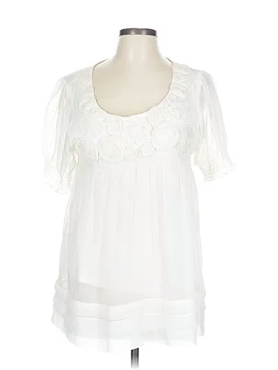 Pre-owned Beige By Eci Short Sleeve Blouse In White