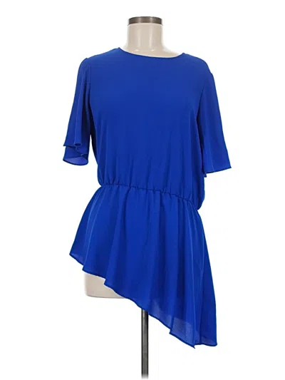 Pre-owned Beige By Eci Short Sleeve Top Blue One Shoulder Neckline Tops