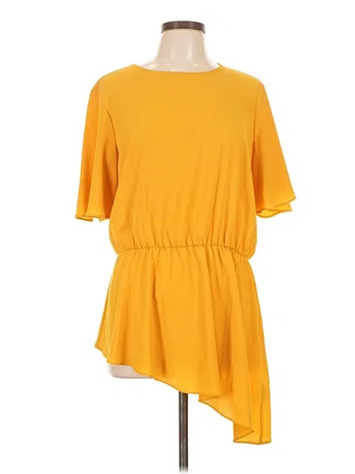 Pre-owned Beige By Eci Short Sleeve Top Yellow One Shoulder Neckline Tops