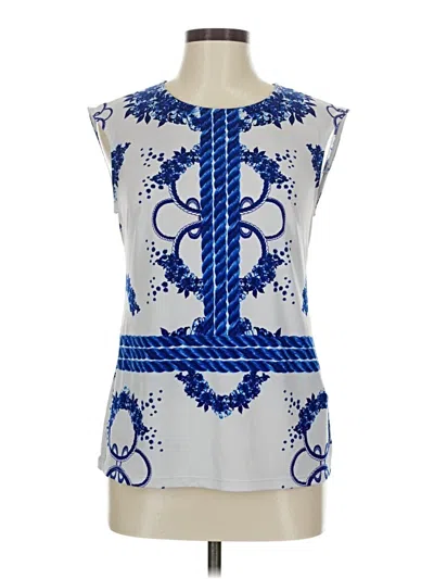 Pre-owned Beige By Eci Sleeveless Blouse In Blue