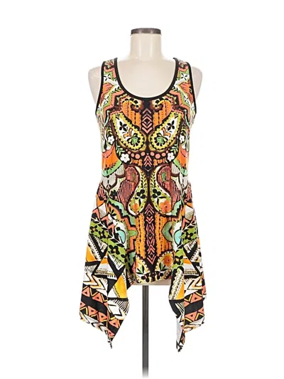 Pre-owned Beige By Eci Tank Top Orange Plunge Neckline Tops