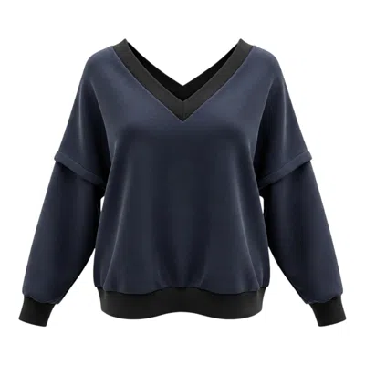 Beira Women's Blue Victoria V-neck Sweatshirt – Navy