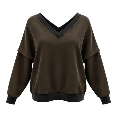 Beira Women's Green Victoria V-neck Sweatshirt – Khaki