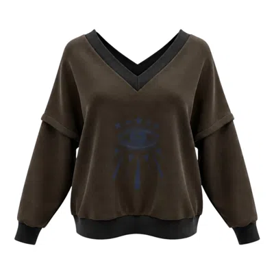 Beira Women's Green Victoria V-neck Sweatshirt – Starry Eye Khaki