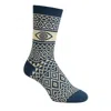 Beira Women's Neutrals / Blue Luxury Wool  Fair Isle Socks In Navy And White In Blue