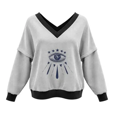 Beira Women's Victoria V-neck Sweatshirt – Starry Eye Grey In Gray