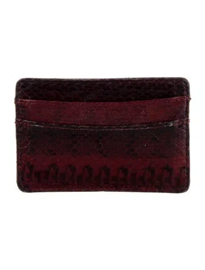 Pre-owned Beirn Snakeskin Animal Print Card Holder In Red