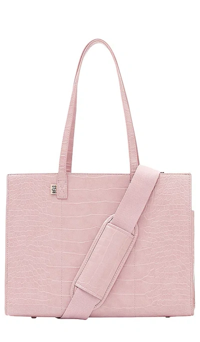 Beis Croc Embossed Work Tote In Atlas Pink