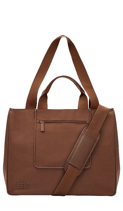 Beis Béis The East/west Water Repellent Tote In 淡棕色