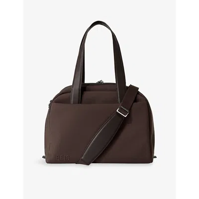 Beis Espresso Béis The Duffle Leather-trim Bag In Brown