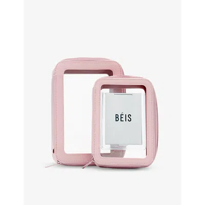 Beis In Atlas Pink Flight Nylon Cosmetic Case Set
