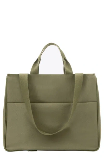 Beis Béis The East/west Water Repellent Tote In Olive