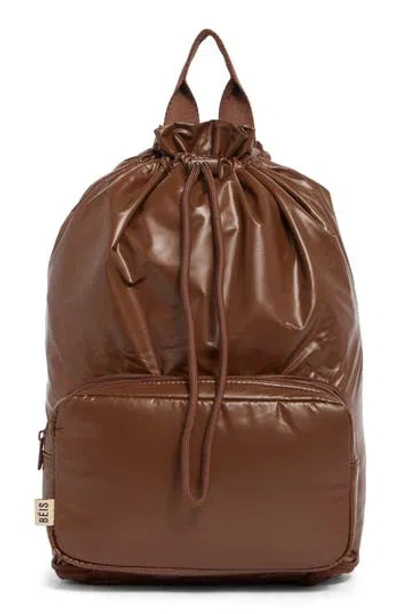 Beis Béis The Expandable Faux Leather Poutch In Brown