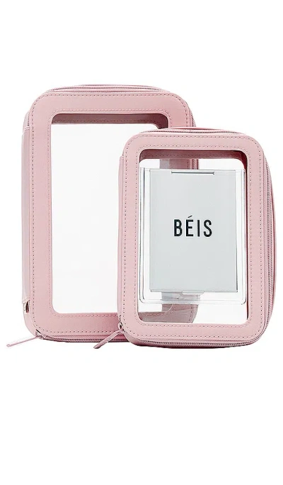 Beis The Inflight Cosmetic Case Set In Atlas Pink