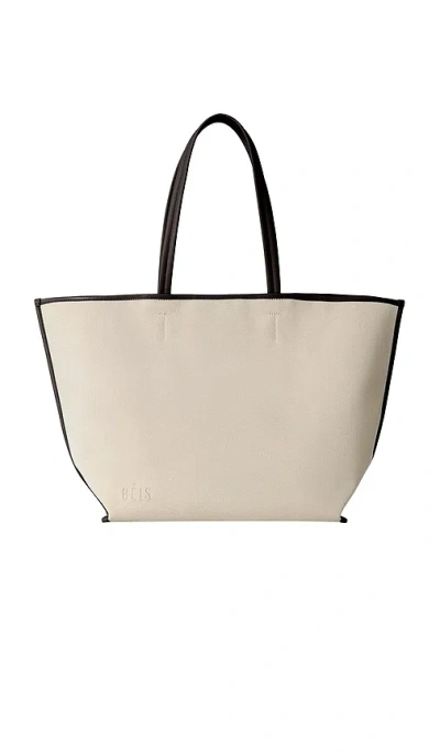 Beis The Leather Trim Tote In Black