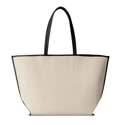 Beis The Leather Trim Tote In Brown