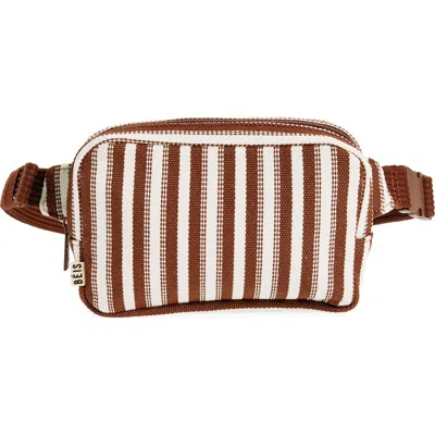 Beis Béis The Striped Belt Bag In Brown