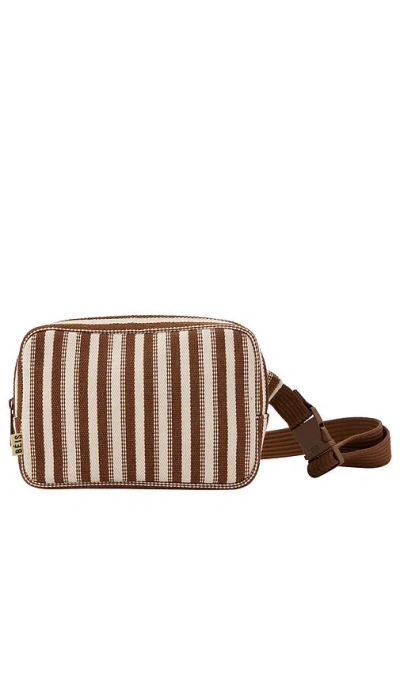 Beis The Summer Stripe Belt Bag In 淡棕色