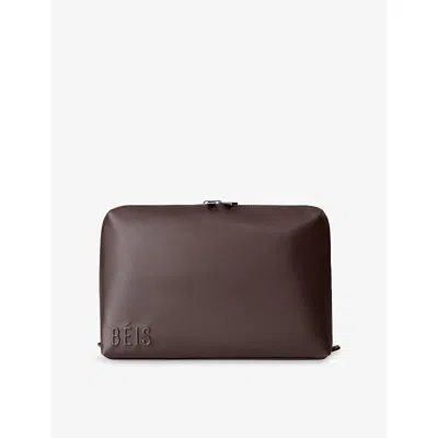 Beis Large Woven Cosmetic Pouch In Brown