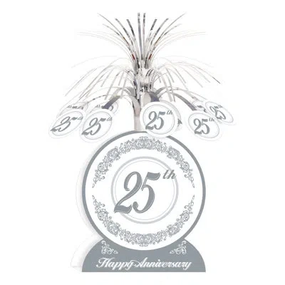 Beistle "25th" Anniversary Centerpiece In Silver