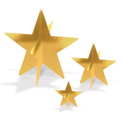 Beistle 3-d Foil Star Centerpieces In Gold