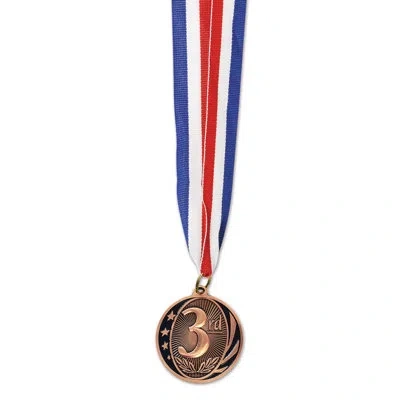 Beistle "3rd" Place Medal With Ribbon In Brown
