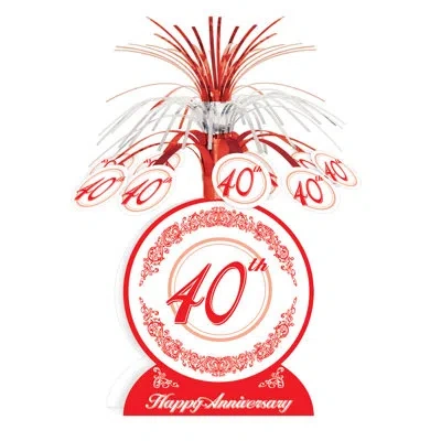 Beistle "40th" Anniversary Centerpiece In Red