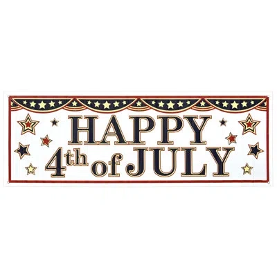 Beistle 4th Of July Sign Banner - 5' X 21" - Pack Of 12 In Multicolor