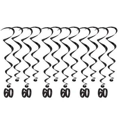 Beistle "60" Whirls - Pack Of 6 In Black