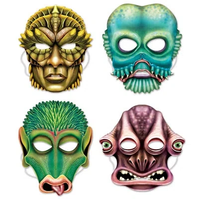Beistle Alien Masks - 11â¼"-12â¼" - Pack Of 12 In Multicolor