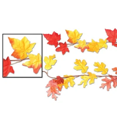 Beistle Autumn Leaf Garlands - 6' - Pack Of 12 In Multicolor