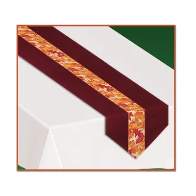 Beistle Autumn Leaves Fabric Table Runner In Multicolor