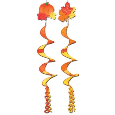 Beistle Autumn Wind-spinners - 3' 6" - Pack Of 12 In Multicolor