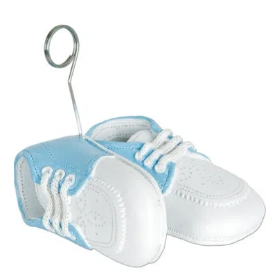 Beistle Baby Shoes Photo/balloon Holder In Light Blue