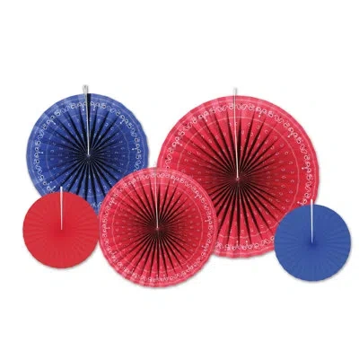 Beistle Bandana Accordion Paper Fans In Multicolor