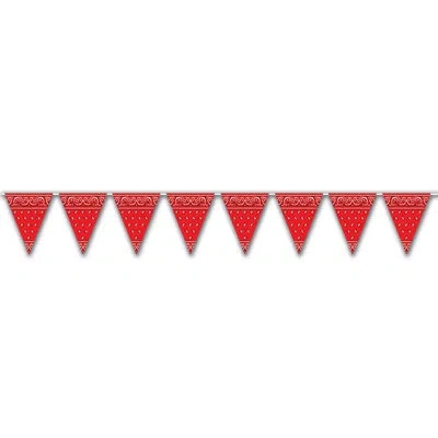 Beistle Bandana Pennant Banner - Pack Of 12 In Red