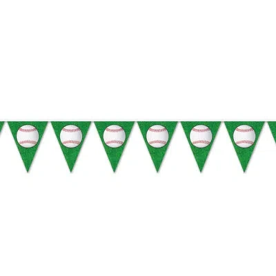 Beistle Baseball Pennant Banner - 11" X 12' - Pack Of 12 In Multicolor