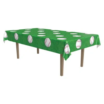 Beistle Baseball Tablecover - 54" X 108" - Pack Of 12 In Multicolor