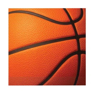 Beistle Basketball Luncheon Napkins – Disposable Sports-themed Paper Napkins, 6.44" Tableware For Basketball In Orange