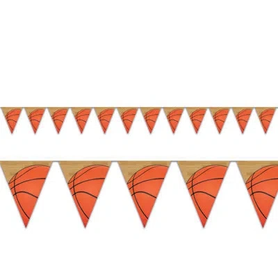 Beistle Basketball Pennant Banner - 11" X 12' - Pack Of 12 In Multicolor