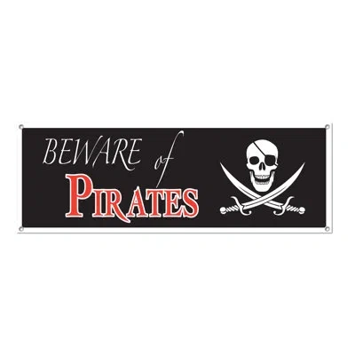 Beistle Beware Of Pirates Sign Banner In Black