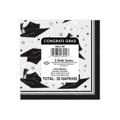 Beistle Black Congrats Grad Luncheon Napkins – Graduation Party Disposable Paper Napkins, 6.44" Tableware Fo